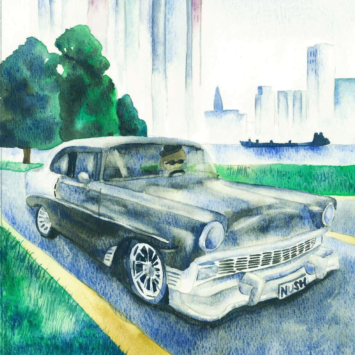 しゃちょーの車の水彩画