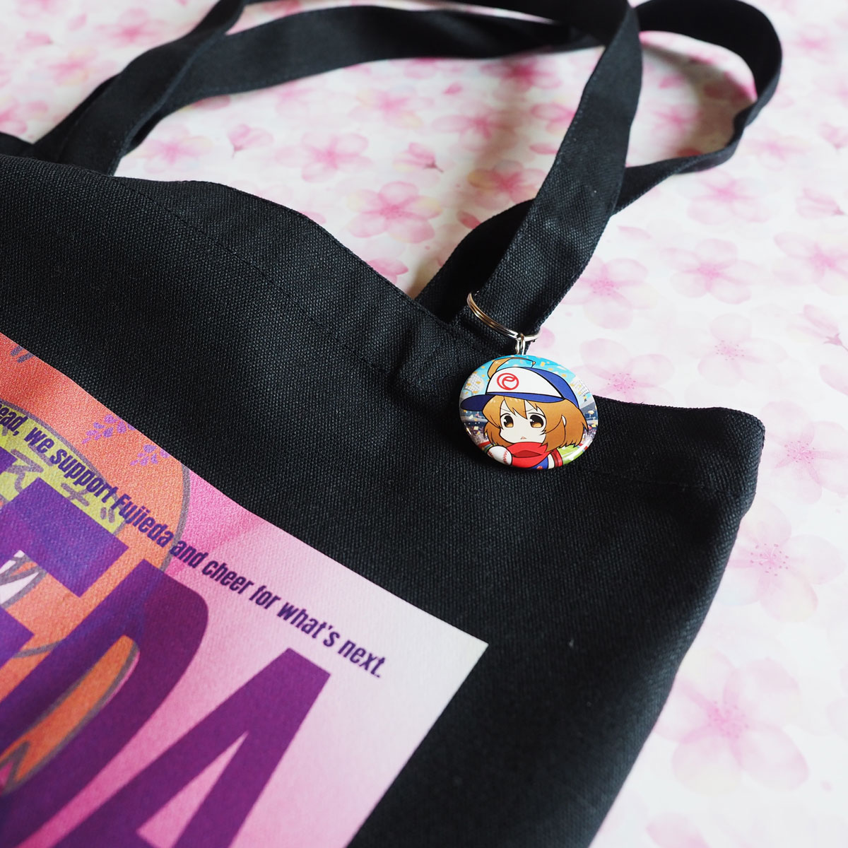 円型38mm缶バッジ-キーホルダー(二重リング)