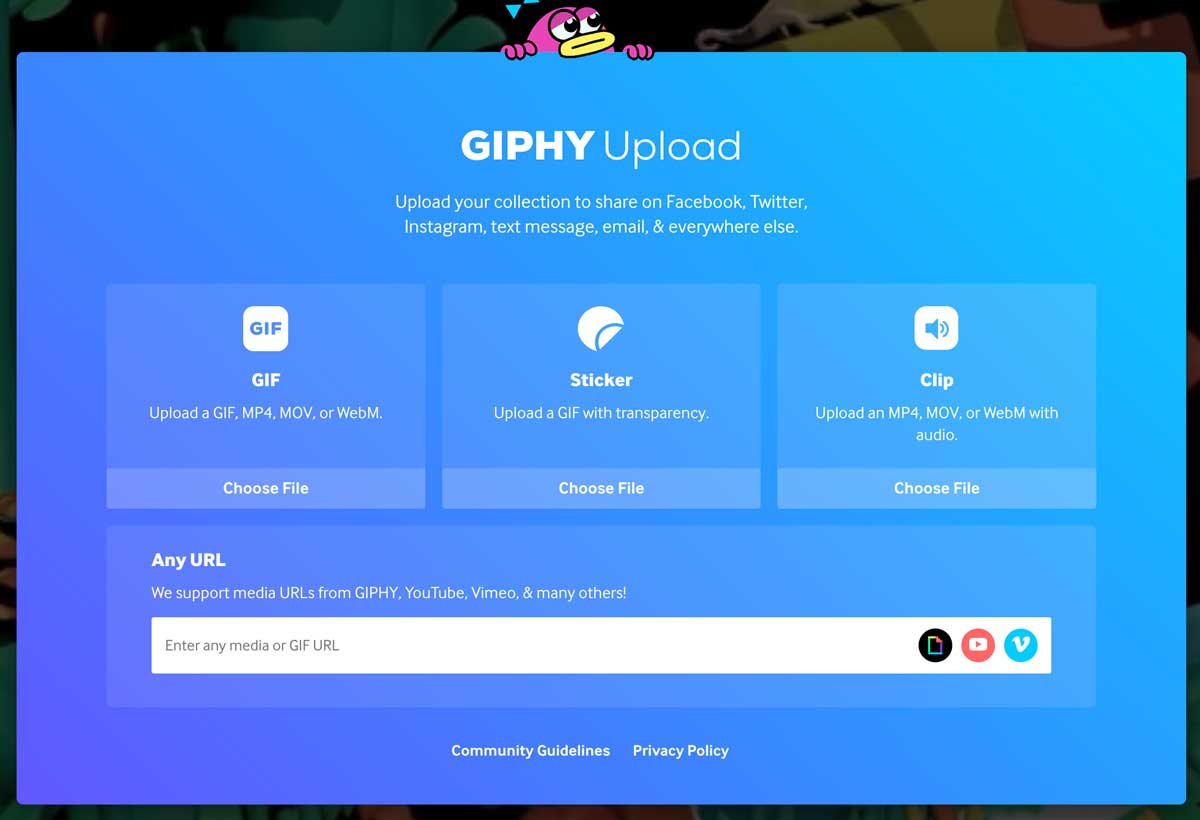 GIPHY（ギッフィー）の投稿画面