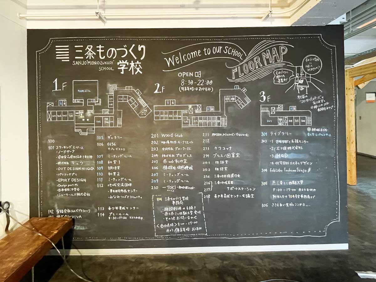 三条ものづくり学校のフロアガイド
